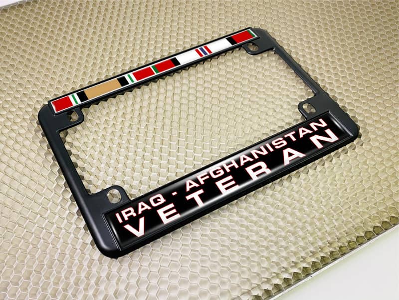 Iraq - Afghanistan Veteran - Motorcycle Metal License Plate Frame